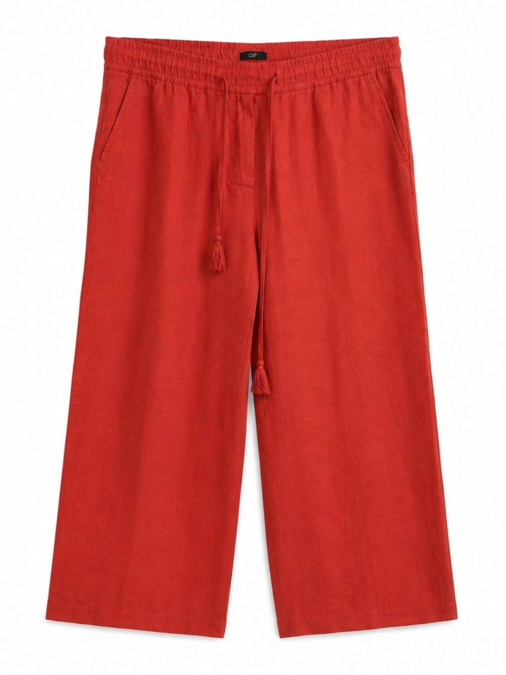 LOFT Linen Wide-Leg Bright Orange Drawstring Waist Pants Size 10
